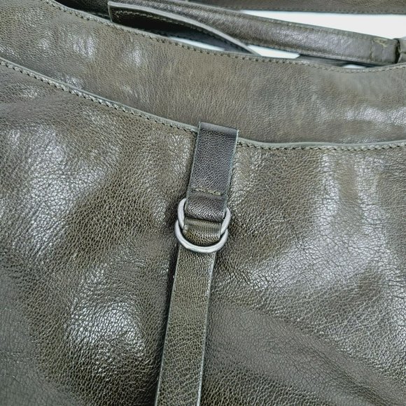 Lucky Brand Moxa Crossbody Bag Dark Moss Green Leather Zip Snap Inside Pockets - Picture 3 of 14